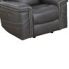 45 Inch Glider Recliner, Gray Vegan Faux Leather, Nailhead Accents - Image 4