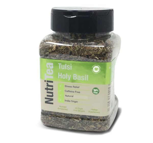 NUTRITEA Natural Tulsi Holy Basil Tea, 3oz (85 gms) Full Leaf Gourmet Jar - Makes 42 Cups - Image 3