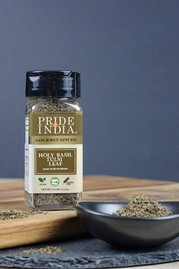 Pride Of India- Natural Sweet Holy Basil Leaf, 0.4oz (11.3gms) Dual Sifter Jar, Pure Indian Tulsi Leaf (Ocimum Sanctum) Offers Best Value - Image 2