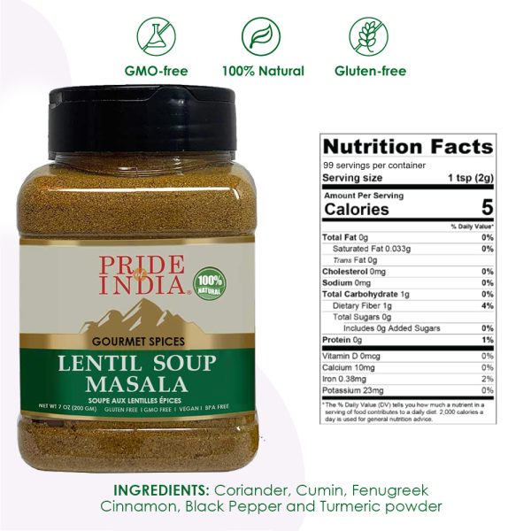 Pride of India - Lentil Soup Masala – Authentic Indian Taste – Spice Blend for Lentil Soups and Stews – Flavorful Mix – Easy to Use – 8 oz. Medium Dual Sifter Bottle- Ideal for Vegans & Vegetarians - Image 3
