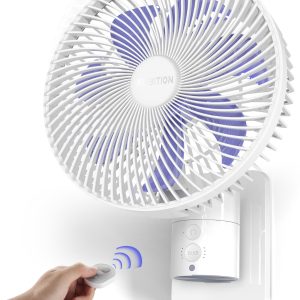 8' Small Wall Mount Fan with Remote Control;  90°Oscillating;  4 Speeds;  Timer;  Included 120° Adjustable Tilt;  High Velocity;  70Inch Cord;  for RV Bedroom Home Office Garage