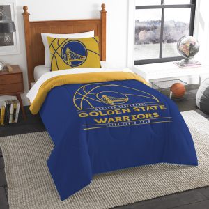 Warriors OFFICIAL NBA "Reverse Slam" Twin Comforter & Sham Set; 64" x 86"