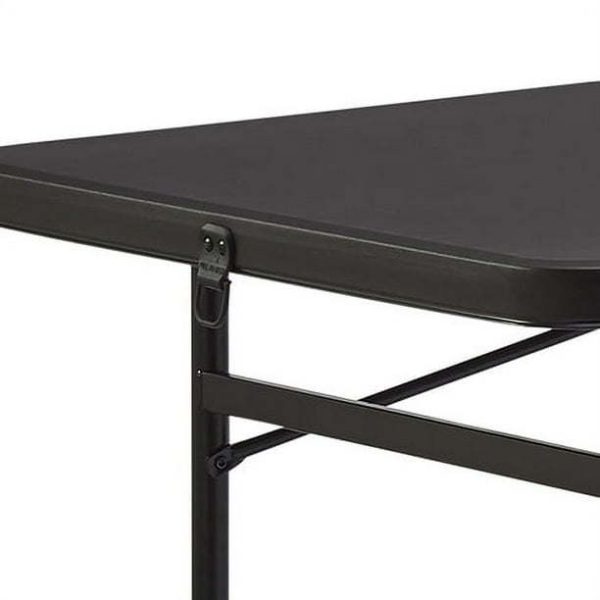 6 Foot Bi-Fold Plastic Folding Table, Black - Image 2