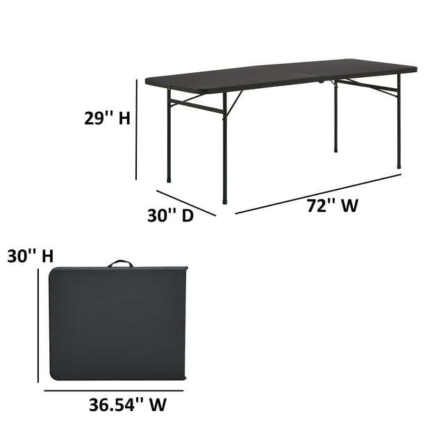 6 Foot Bi Fold Plastic Folding Table Black Affordable Organic Vegan   6 Foot Bi Fold Plastic Folding Table Black 2 