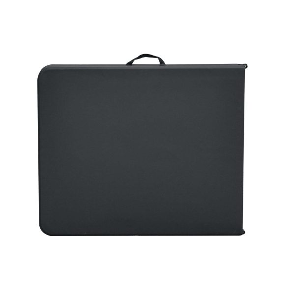 6 Foot Bi-Fold Plastic Folding Table, Black - Image 4