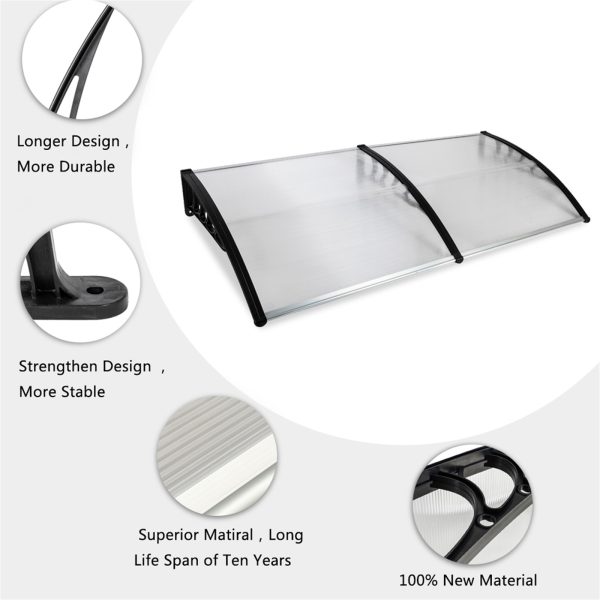 80"x 40" Outdoor Front Door Window Awning Patio Canopy Rain Cover UV Protected Eaves RT - Image 5