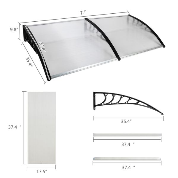 80"x 40" Outdoor Front Door Window Awning Patio Canopy Rain Cover UV Protected Eaves RT - Image 6