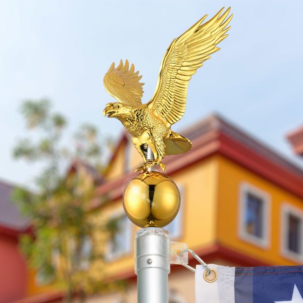 Flagpole 14" Eagle Topper Gold Finial Ornament for 20/25/30Ft Telescopic Pole Yard Outdoor - Image 7