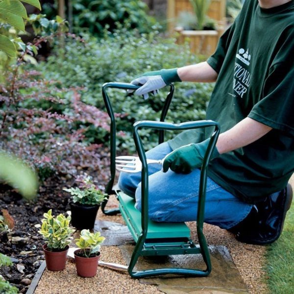Foldable Garden Kneeler Seat with Kneeling Soft Cushion Pad Tools Pouch Portable Gardener - Image 7