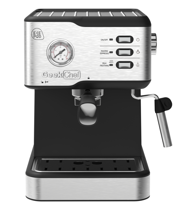 Geek Chef Espresso Machine;  Espresso and Cappuccino latte Maker 20 Bar Pump Coffee Machine Compatible with ESE POD filter&Milk Frother Steam Wand;  for Home Barista;  950W;  1.5L Water Tank - Image 3